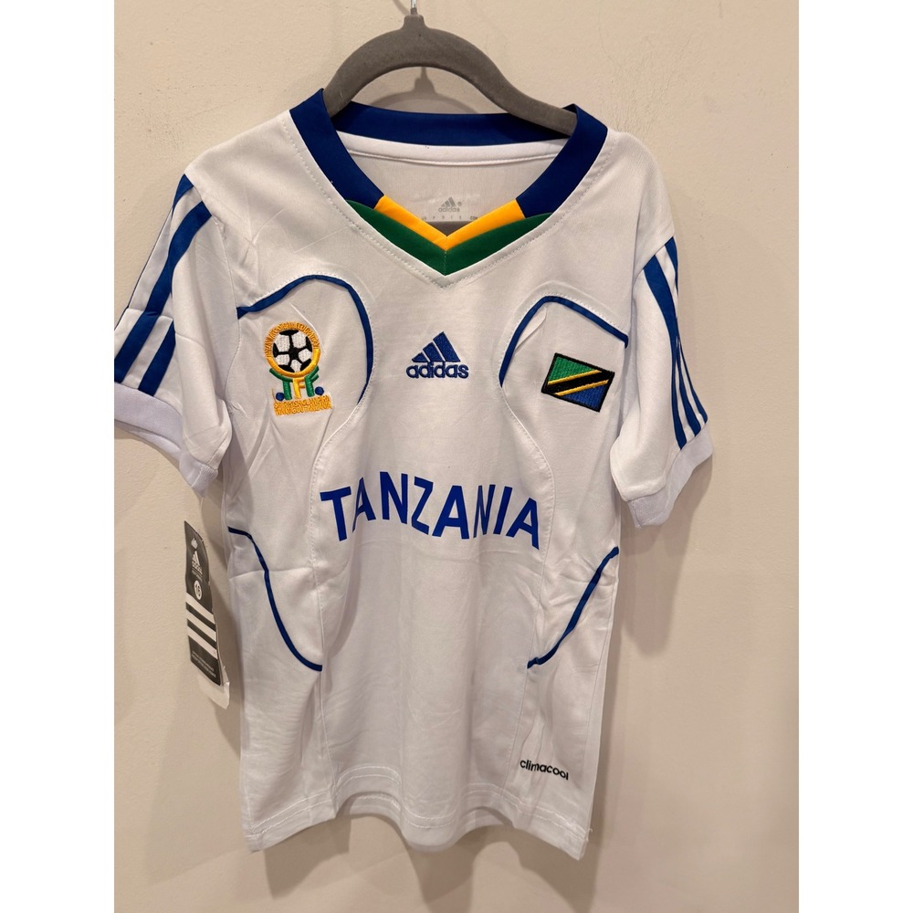 Adidas Tanzania National Team Soccer Jersey Youth 16 White Climacool Shirt NEW